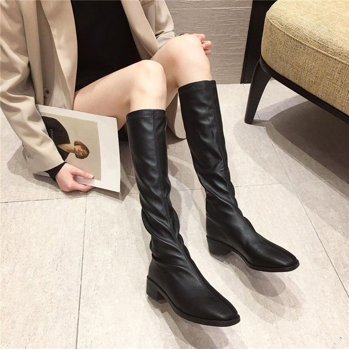 Classic Square Toe Knee-High Boots
