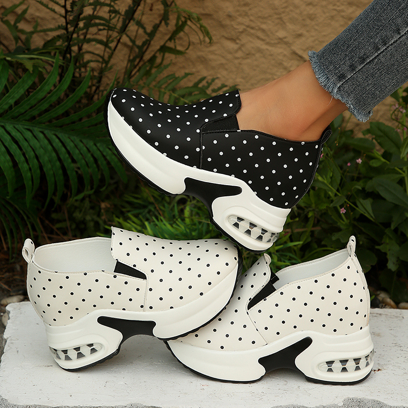 Polka Dot Platform Wedge Slip-On Sneakers