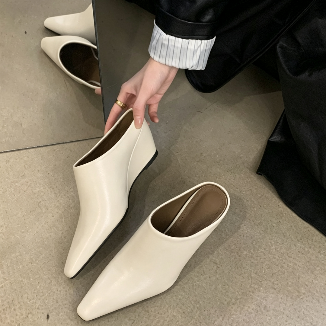 Pointed Toe Wedge Mule Pumps