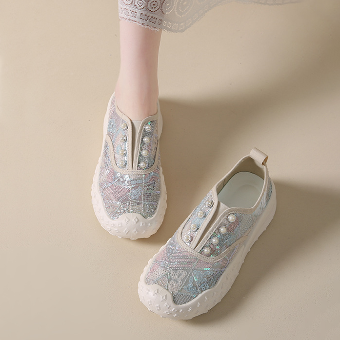 Floral Rhinestone Platform Sneakers