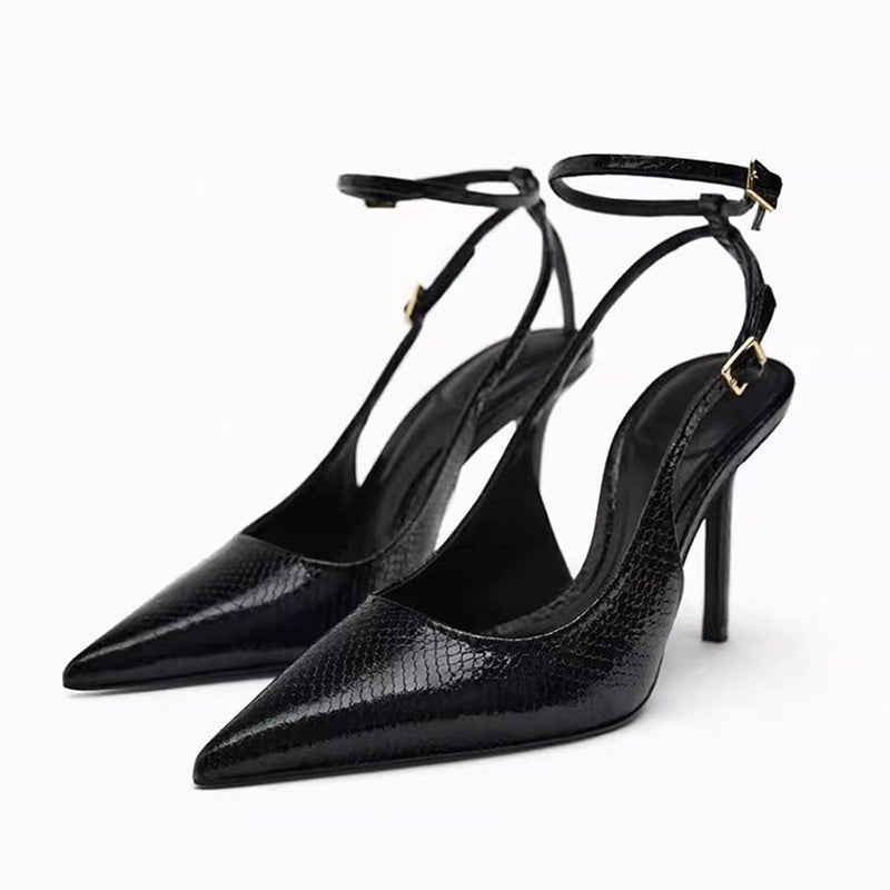 Leopard Print Pointed Toe Slingback Heels