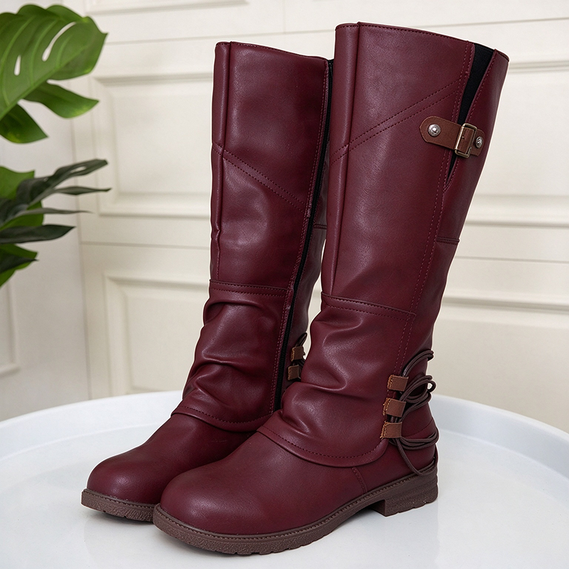 Vintage Lace-Up Mid-Calf Boots