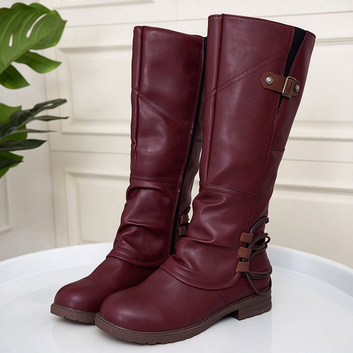 Vintage Lace-Up Mid-Calf Boots