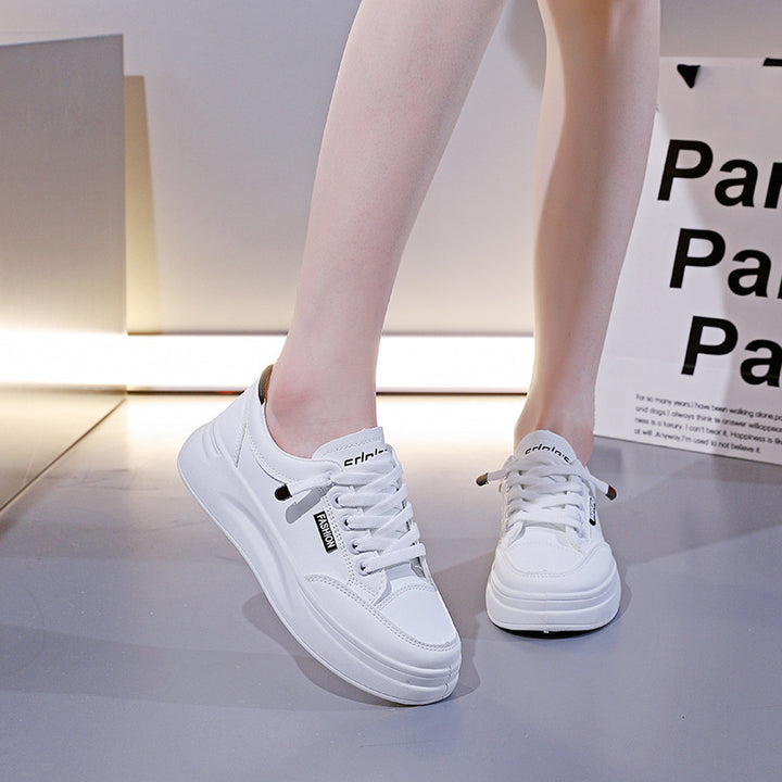 Classic White Platform Lace-Up Sneakers
