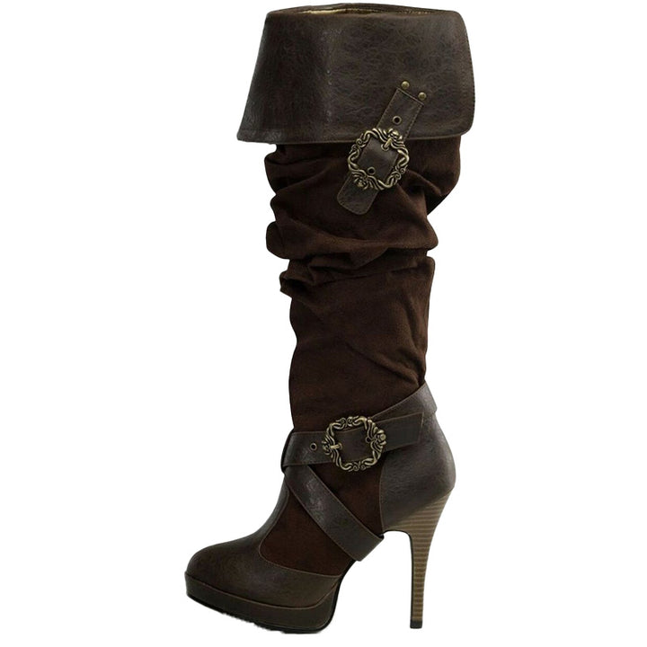 Vintage Buckle High Heel Boots