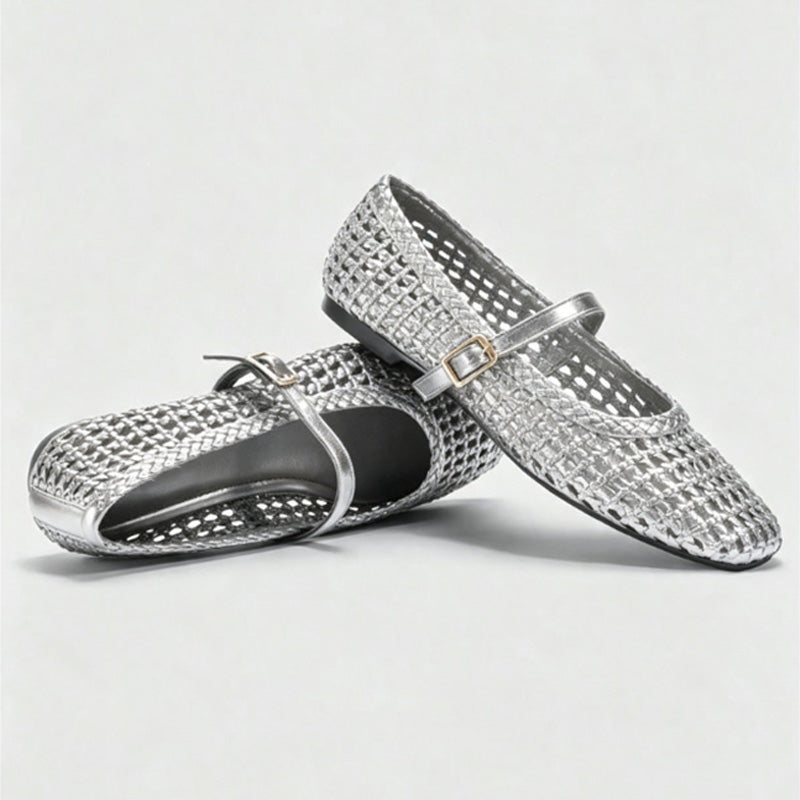 Woven Mary Jane Ballet Flats