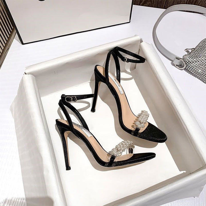 Pearl Embellished Stiletto Sandals