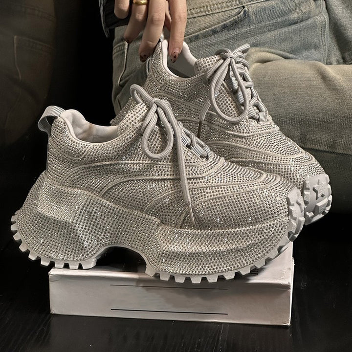 Crystal Rhinestone Chunky Platform Sneakers