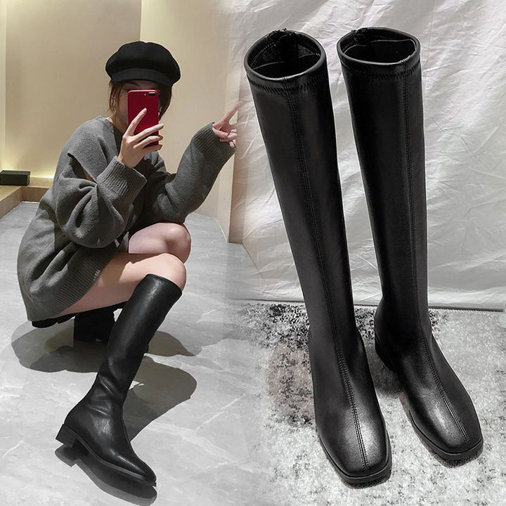 Classic Square Toe Knee-High Boots