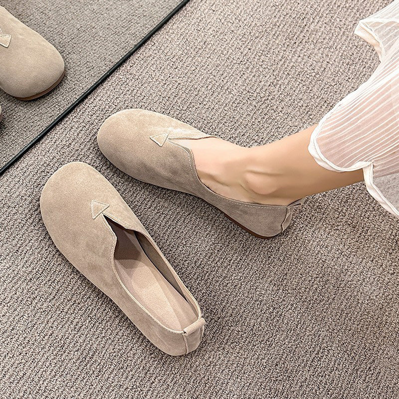 Soft Suede Round Toe Ballet Flats