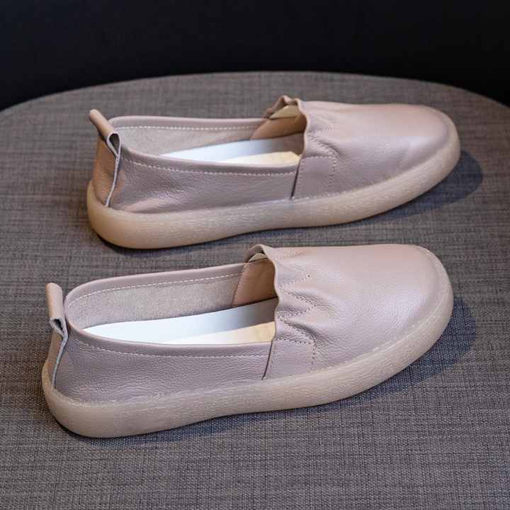 Soft Leather Slip-On Walking Flats