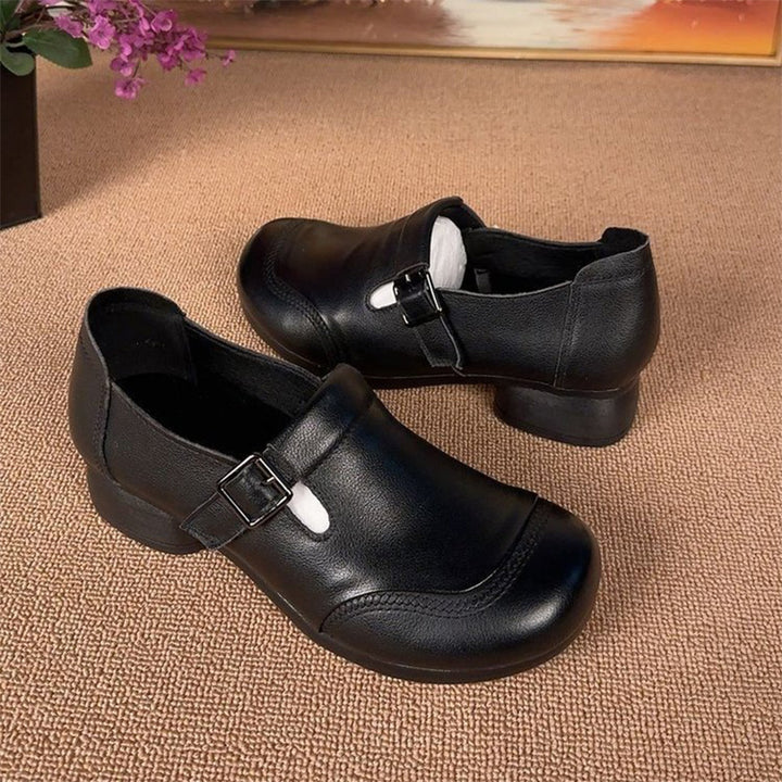 Vintage Buckle Low-Heel Pumps