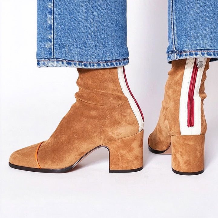 Leopard Print Block Heel Ankle Boots
