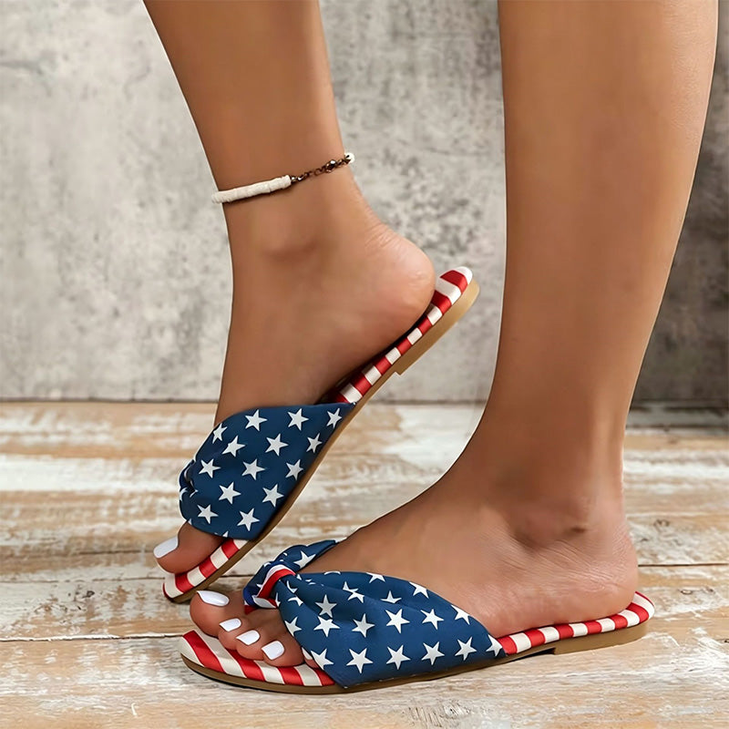 Patriotic Star Knot Flat Sandals