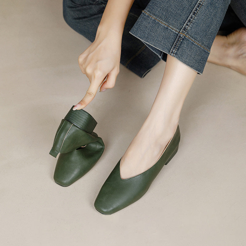 Classic Square Toe Block Heel Pumps