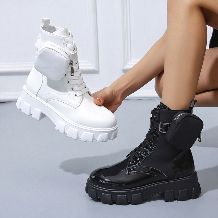 Fashion Chunky Platform Lace-Up Ankle Boots