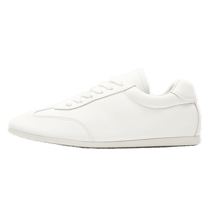 Minimalist White Lace-Up Casual Sneakers