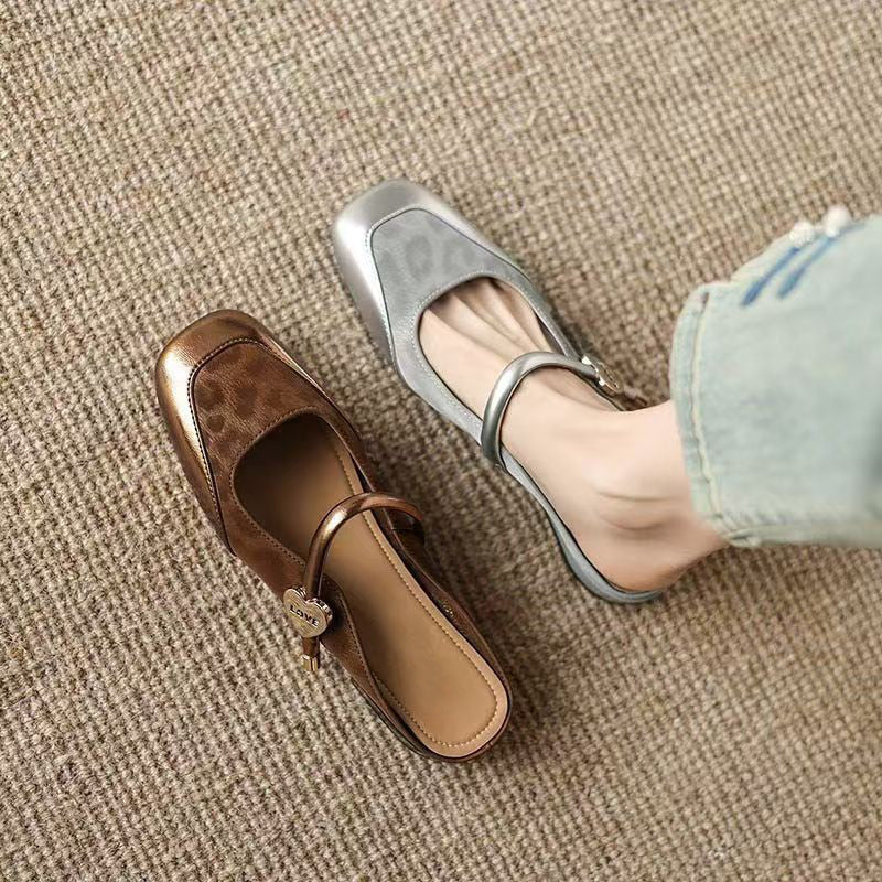 Vintage Two-Tone Mary Jane Mule Flats