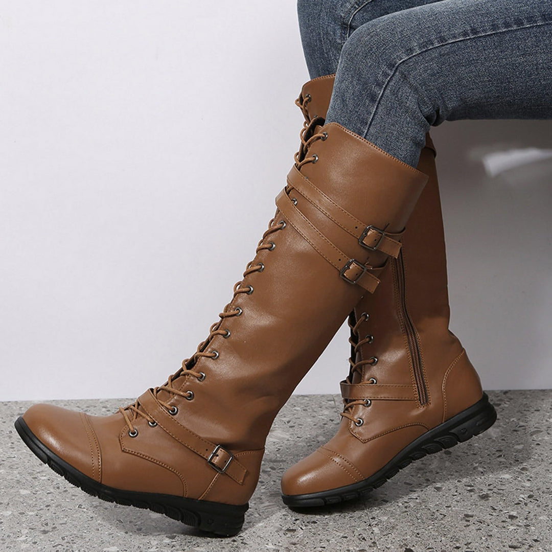 Vintage Lace-Up Knee-High Boots