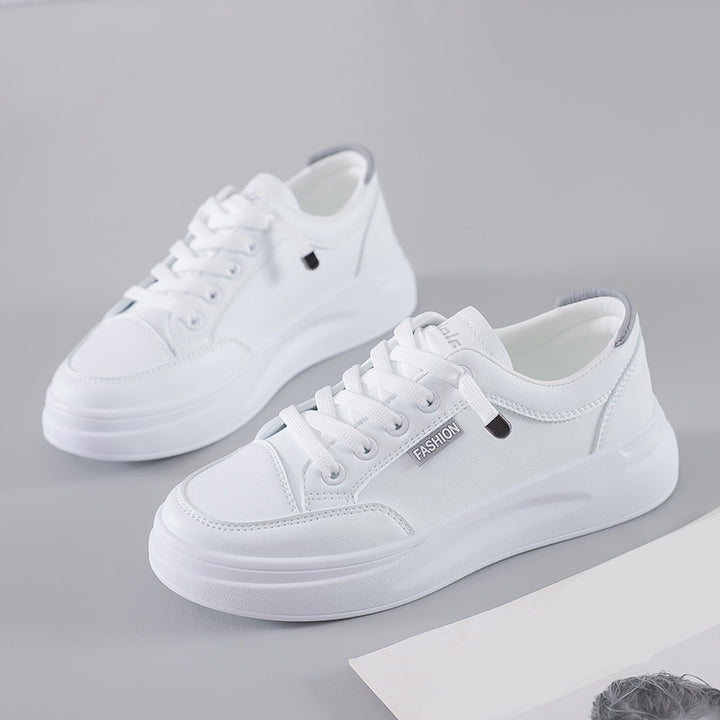 Classic White Platform Lace-Up Sneakers