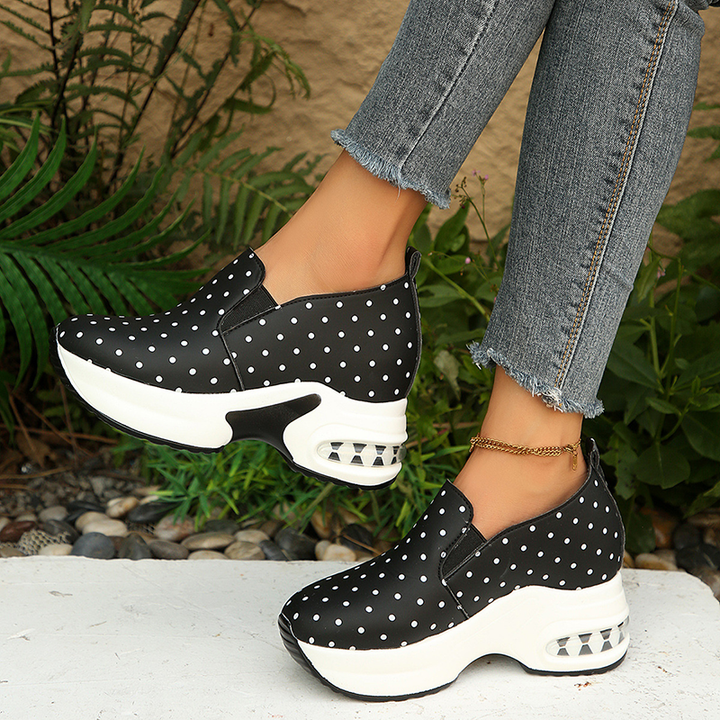 Polka Dot Platform Wedge Slip-On Sneakers
