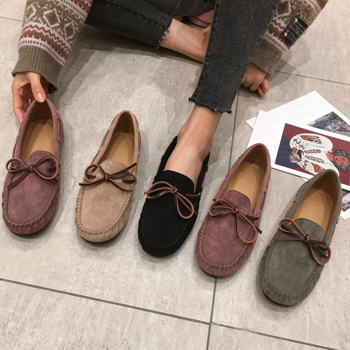 Classic Bow Detail Suede Loafers