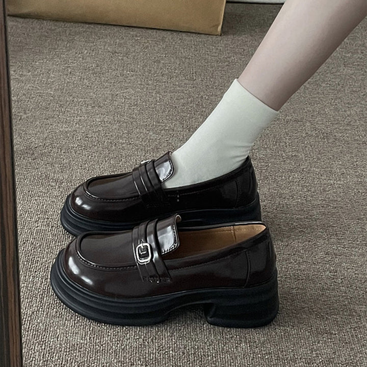 Chunky Buckle Platform Loafers