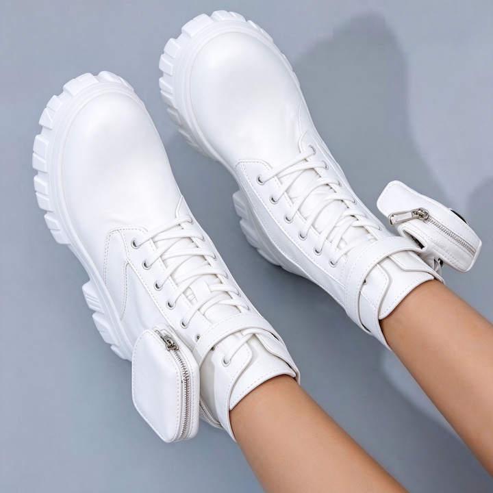 Fashion Chunky Platform Lace-Up Ankle Boots