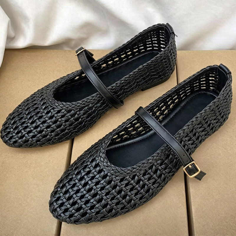 Woven Mary Jane Ballet Flats