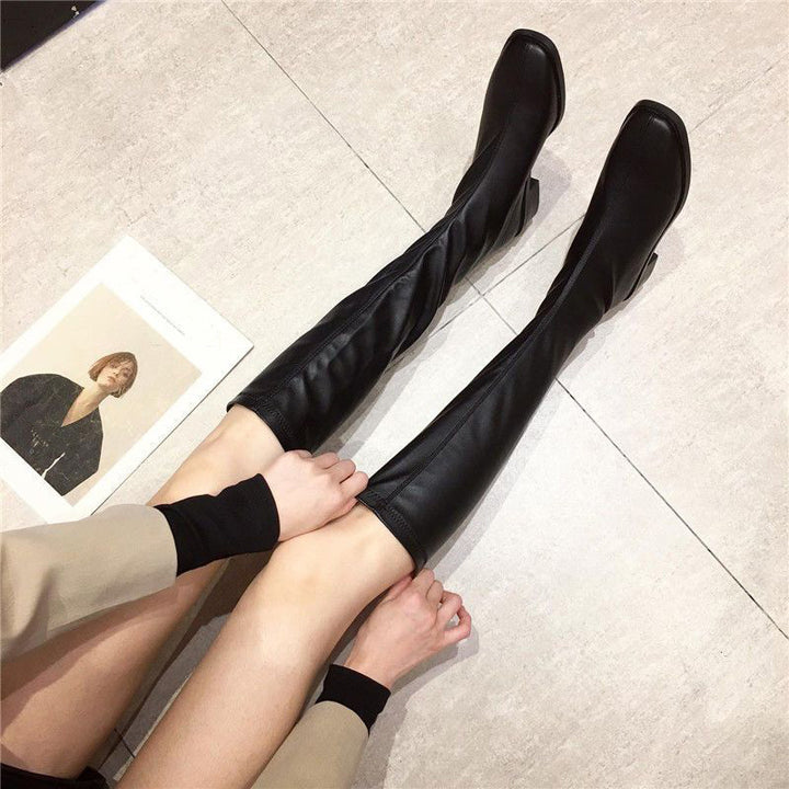 Classic Square Toe Knee-High Boots