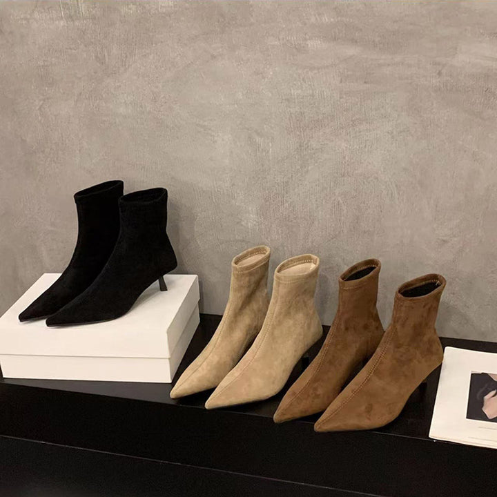 Pointed Toe Stretch Sock Ankle Boots