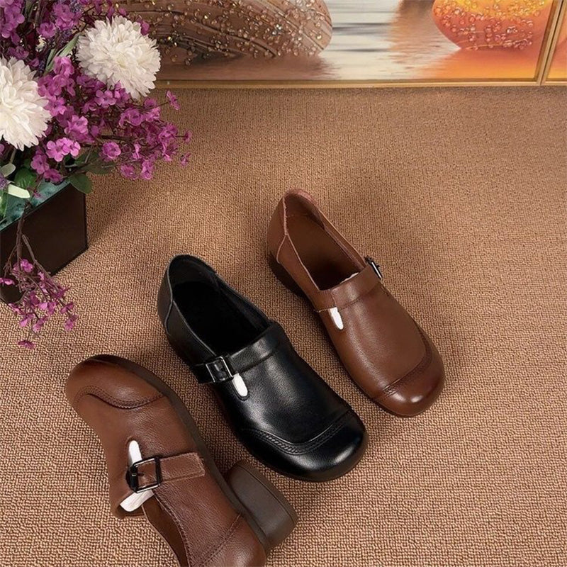 Vintage Buckle Low-Heel Pumps