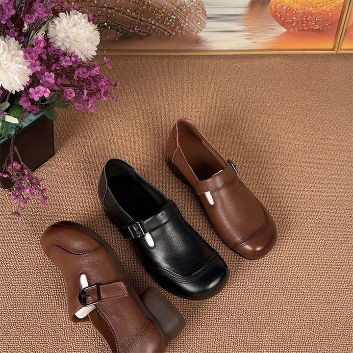 Vintage Buckle Low-Heel Pumps