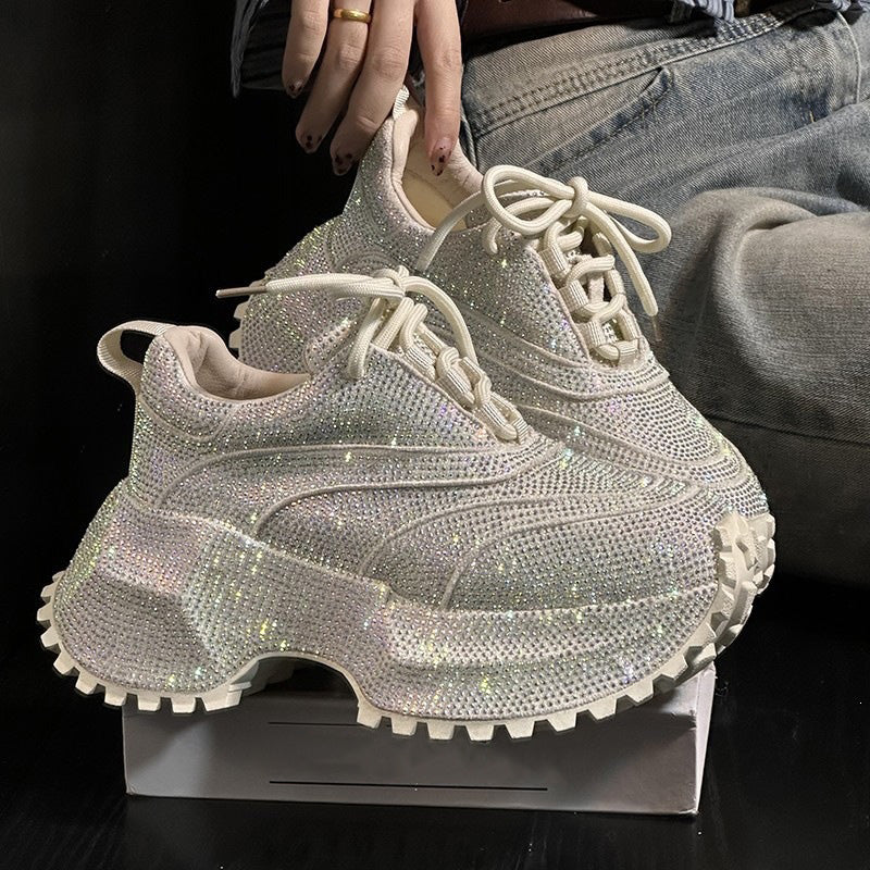 Crystal Rhinestone Chunky Platform Sneakers