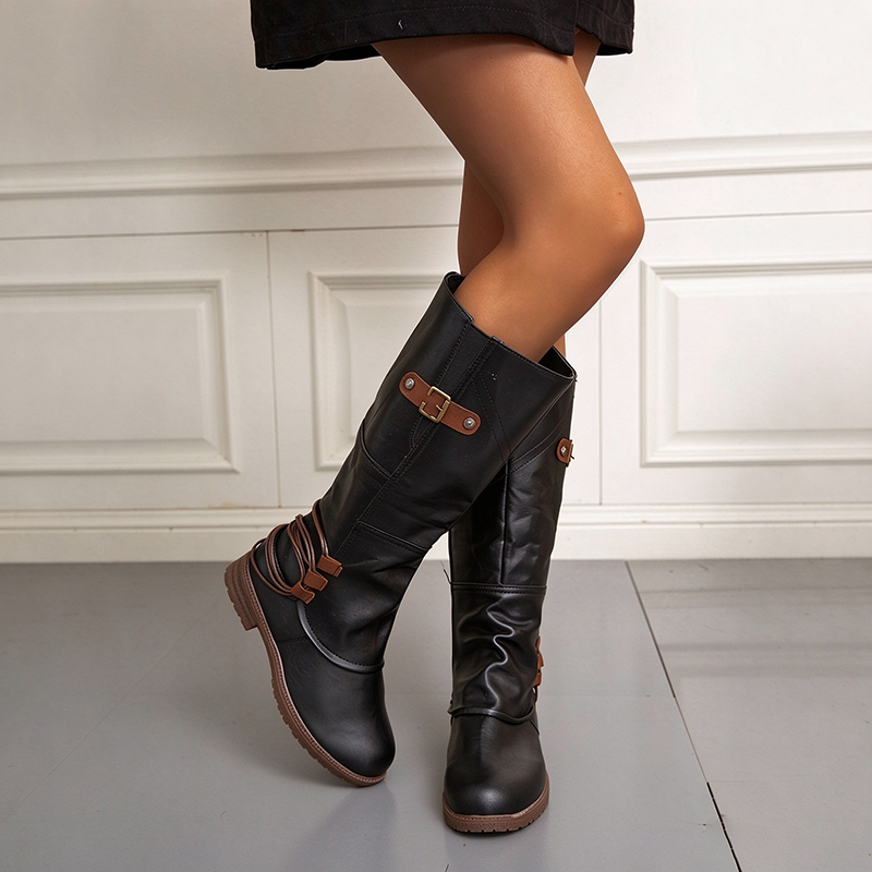 Vintage Lace-Up Mid-Calf Boots