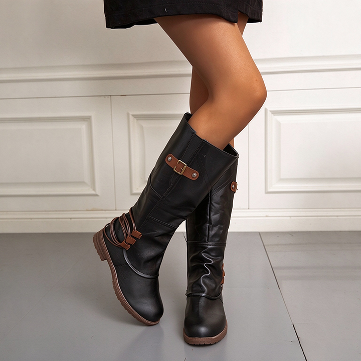 Vintage Lace-Up Mid-Calf Boots