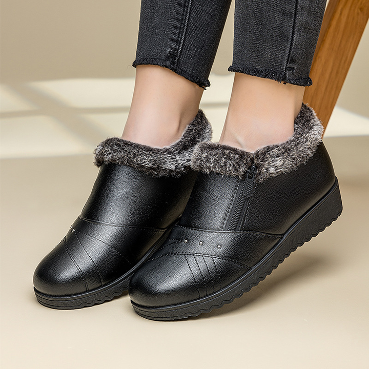 Faux Fur Lined Wedge Ankle Boots