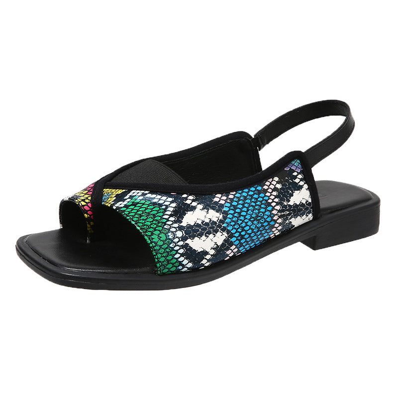 Leopard Print Slingback Flat Sandals