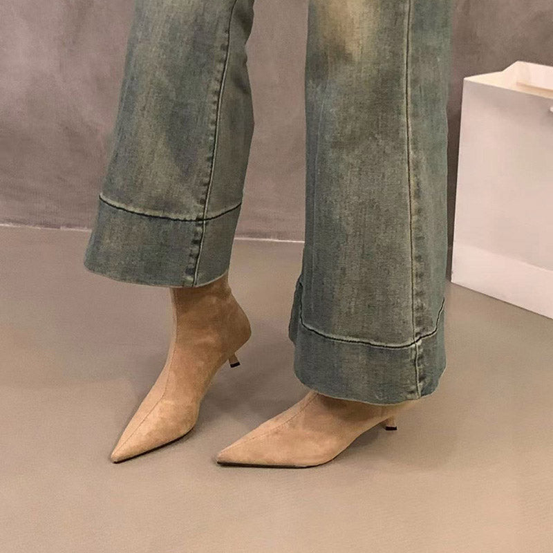 Pointed Toe Stretch Sock Ankle Boots