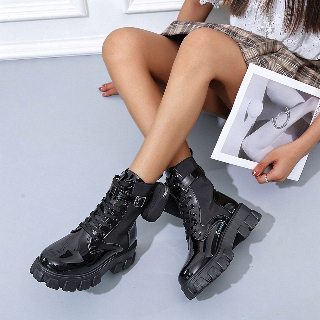 Fashion Chunky Platform Lace-Up Ankle Boots