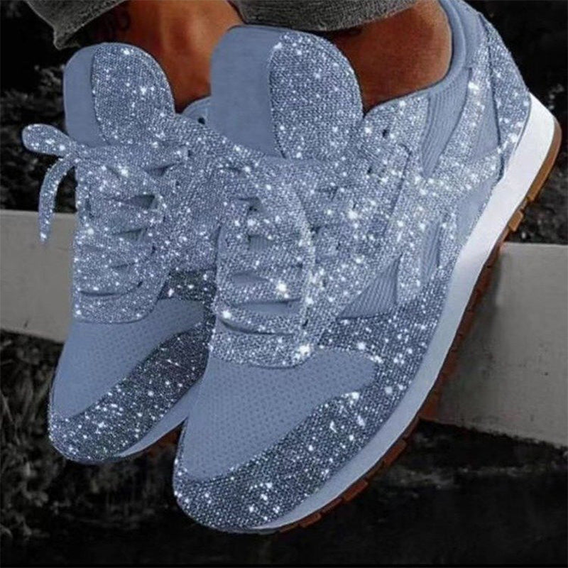 Glitter Mesh Lace-Up Sneakers