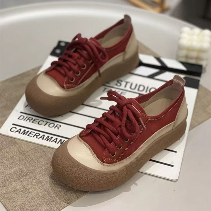 Retro Colorblock Lace-Up Platform Sneakers