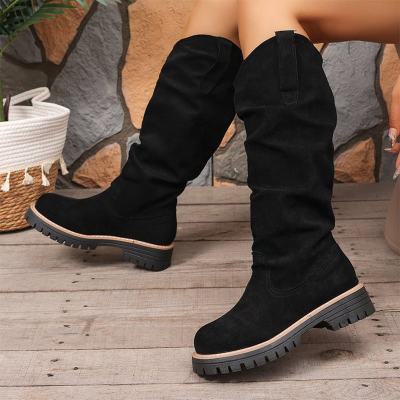 Slouchy Suede Mid-Calf Boots