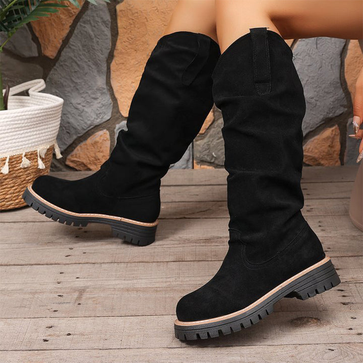 Slouchy Suede Mid-Calf Boots