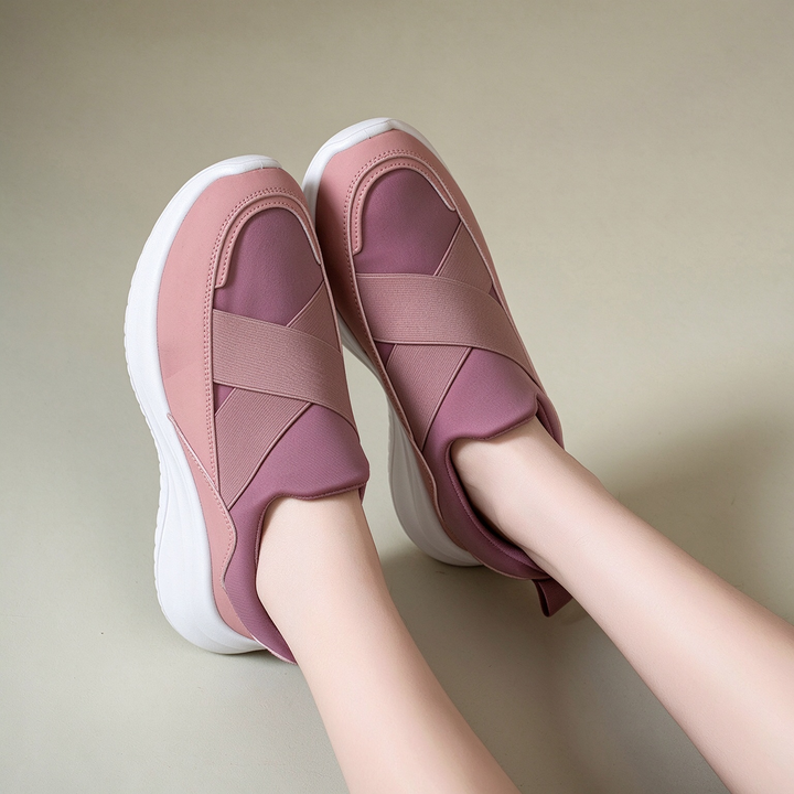 Comfortable Cross Strap Slip-On Walking Sneakers