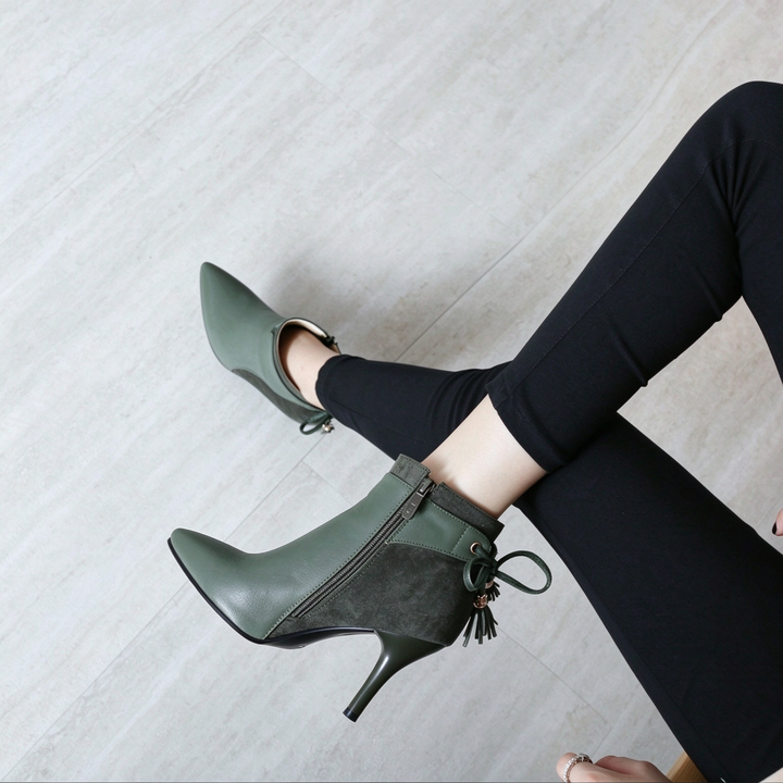 Elegant Pointed Toe Tassel Stiletto Ankle Boots