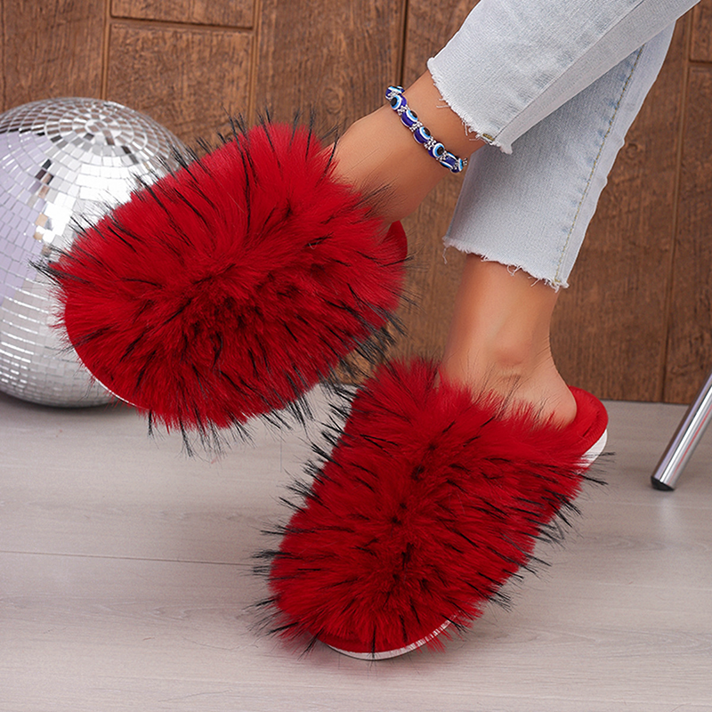 Fluffy Faux Fur Slip-On Slippers