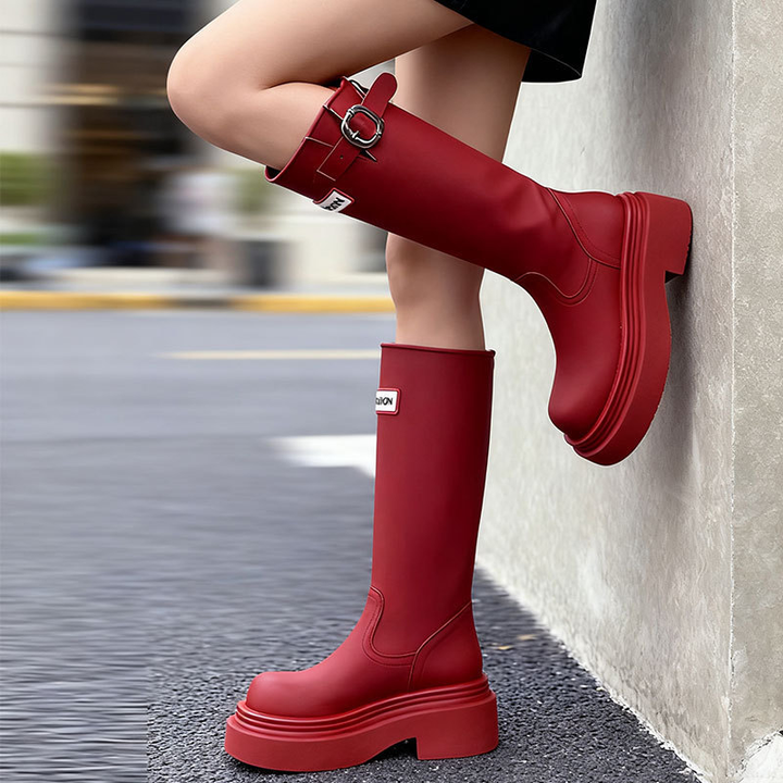 Buckle Platform Mid-Calf Boots