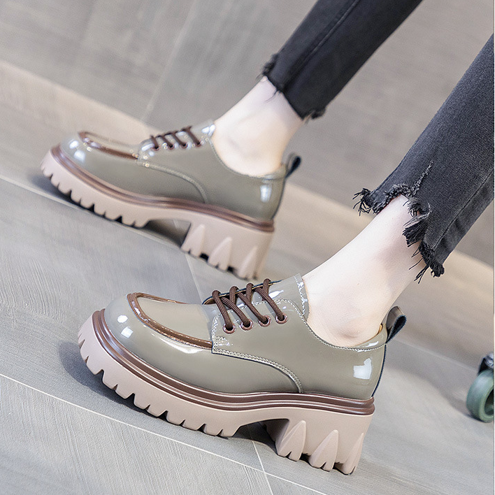 Patent Platform Lace-Up Loafers