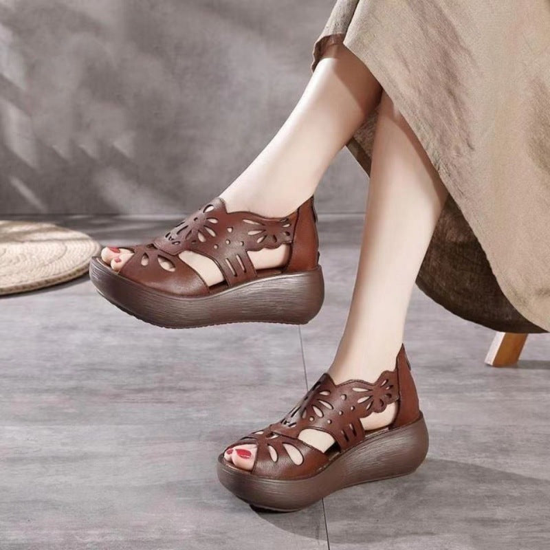 Vintage Platform Peep Toe Roman Sandals